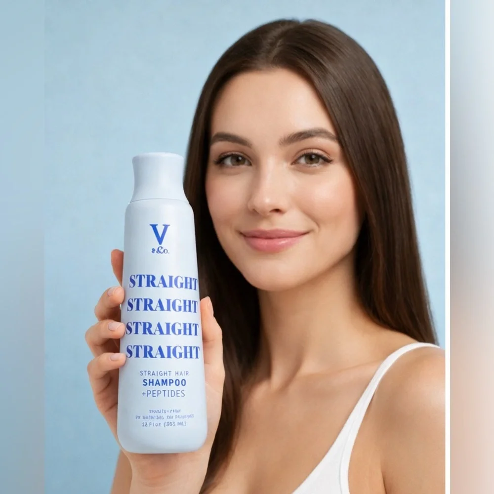 V&Co Straight Hair Shampoo & Conditioner Set Peptide Technology 12oz NEW